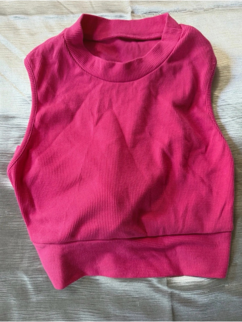 SHEIN Hot Pink Ribbed High-Neck Crop Tank
